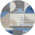 8' Blue Gray And Ivory Round Geometric Washable Indoor Outdoor Area Rug