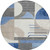 8' Blue Gray And Ivory Round Geometric Washable Indoor Outdoor Area Rug