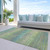 9' X 12' Artichoke Green Striped Washable Indoor Outdoor Area Rug - Artichoke Green