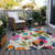 8' X 10' Ivory Pink Orange And Blue Floral Washable Indoor Outdoor Area Rug