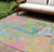 10' X 14' Pink Key Lime And Sky Blue Abstract Washable Indoor Outdoor Area Rug
