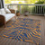 9' X 12' Navy Blue And Pink Animal Print Washable Indoor Outdoor Area Rug