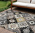 9' X 12' Black Wheat And Gray Southwestern Washable Indoor Outdoor Area Rug