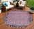 8' Pink Round Animal Print Washable Indoor Outdoor Area Rug