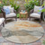 8' Orange And Gray Round Abstract Washable Indoor Outdoor Area Rug