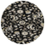 8' Black Beige And Ivory Round Floral Washable Indoor Outdoor Area Rug