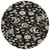 8' Black Beige And Ivory Round Floral Washable Indoor Outdoor Area Rug