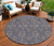 8' Navy Blue Beige And Taupe Round Floral Washable Indoor Outdoor Area Rug
