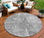 8' Pewter Charcoal And Ivory Round Geometric Washable Indoor Outdoor Area Rug