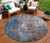 8' Coffee And Blue Round Abstract Washable Indoor Outdoor Area Rug
