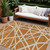 8' X 10' Copper And Beige Geometric Washable Indoor Outdoor Area Rug Transitional Style - Copper, Beige Color