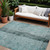 8' X 10' Teal Blue Aqua And Charcoal Abstract Washable Indoor Outdoor Area Rug