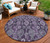 8' Eggplant Purple And Lavender Round Damask Washable Indoor Outdoor Area Rug