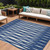 10' X 14' Navy Blue Gray And Ivory Geometric Washable Indoor Outdoor Area Rug