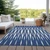10' X 14' Navy Blue Gray And Ivory Geometric Washable Indoor Outdoor Area Rug
