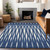 10' X 14' Navy Blue Gray And Ivory Geometric Washable Indoor Outdoor Area Rug