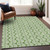 9' X 12' Green And Ivory Ogee Washable Indoor Outdoor Area Rug