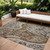 8' X 10' Brown Beige And Tan Floral Medallion Washable Indoor Outdoor Area Rug