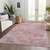10' X 14' Pink And Gray Damask Washable Indoor Outdoor Area Rug