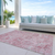 10' X 14' Pink And Gray Damask Washable Indoor Outdoor Area Rug