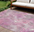 8' X 10' Pink And Gray Floral Washable Indoor Outdoor Area Rug