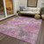 8' X 10' Pink And Gray Floral Washable Indoor Outdoor Area Rug