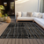 8' X 10' Black Ivory And Brown Striped Washable Indoor Outdoor Area Rug