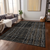 8' X 10' Black Ivory And Brown Striped Washable Indoor Outdoor Area Rug