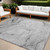10' X 14' Gray Abstract Washable Non Skid Indoor Outdoor Area Rug - Gray