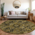 8' Coffee And Gray Round Oriental Washable Indoor Outdoor Area Rug
