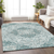 8' X 10' Teal Blue And Ivory Medallion Washable Indoor Outdoor Area Rug