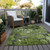 10' X 14' Fern Green and Gray Abstract Washable Indoor Outdoor Area Rug