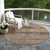 8' Brown And Taupe Round Medallion Washable Indoor Outdoor Area Rug