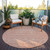 8' Salmon And Ivory Round Chevron Washable Indoor Outdoor Area Rug