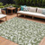 8' X 10' Fern Green And Ivory Floral Washable Indoor Outdoor Area Rug