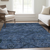 9' X 12' Navy Blue And Denim Blue Floral Washable Indoor Outdoor Area Rug