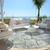 8' Artichoke Green Denim Blue And Silver Round Floral Washable Indoor Outdoor Area Rug