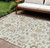 10' X 14' Ivory Brown And Green Floral Washable Indoor Outdoor Area Rug