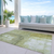 9' X 12' Sage Ivory And Brown Abstract Washable Indoor Outdoor Area Rug