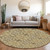 8' Brown Beige And Tan Round Medallion Washable Indoor Outdoor Area Rug
