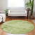 8' Lime Green And Ivory Round Abstract Washable Indoor Outdoor Area Rug
