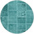 8' Turquoise Teal Blue And Aqua Round Patchwork Washable Indoor Outdoor Area Rug