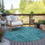 8' Turquoise Teal Blue And Aqua Round Patchwork Washable Indoor Outdoor Area Rug