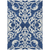 8' X 10' Navy Blue And Ivory Damask Washable Indoor Outdoor Area Rug