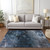9' X 12' Navy Blue And Denim Blue Abstract Washable Indoor Outdoor Area Rug
