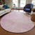 8' Pink And Ivory Round Abstract Washable Indoor Outdoor Area Rug - Pink, Ivory