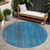 8' Round Blue Round Striped Washable Non Skid Indoor Outdoor Area Rug Transitional Style - Blue Color