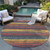 8' Granite Gray Copper And Yellow Round Striped Washable Indoor Outdoor Area Rug