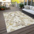 8' X 10' Ivory Gold And Brown Abstract Washable Indoor Outdoor Area Rug