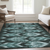 8' X 10' Teal Blue Aqua And Charcoal Southwestern Washable Indoor Outdoor Area Rug
